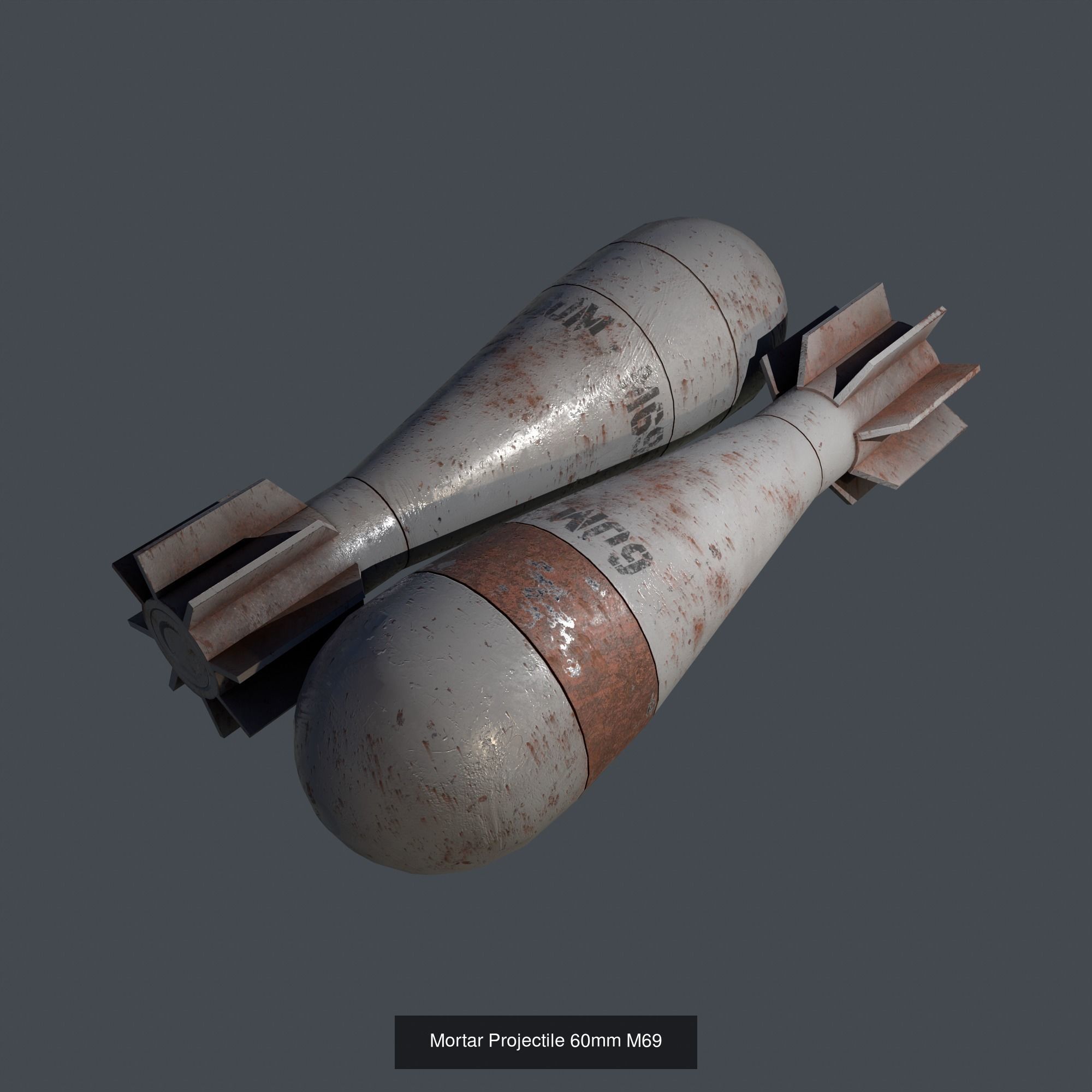 Mortar Projectile 60mm M69 3D Model Collection_17