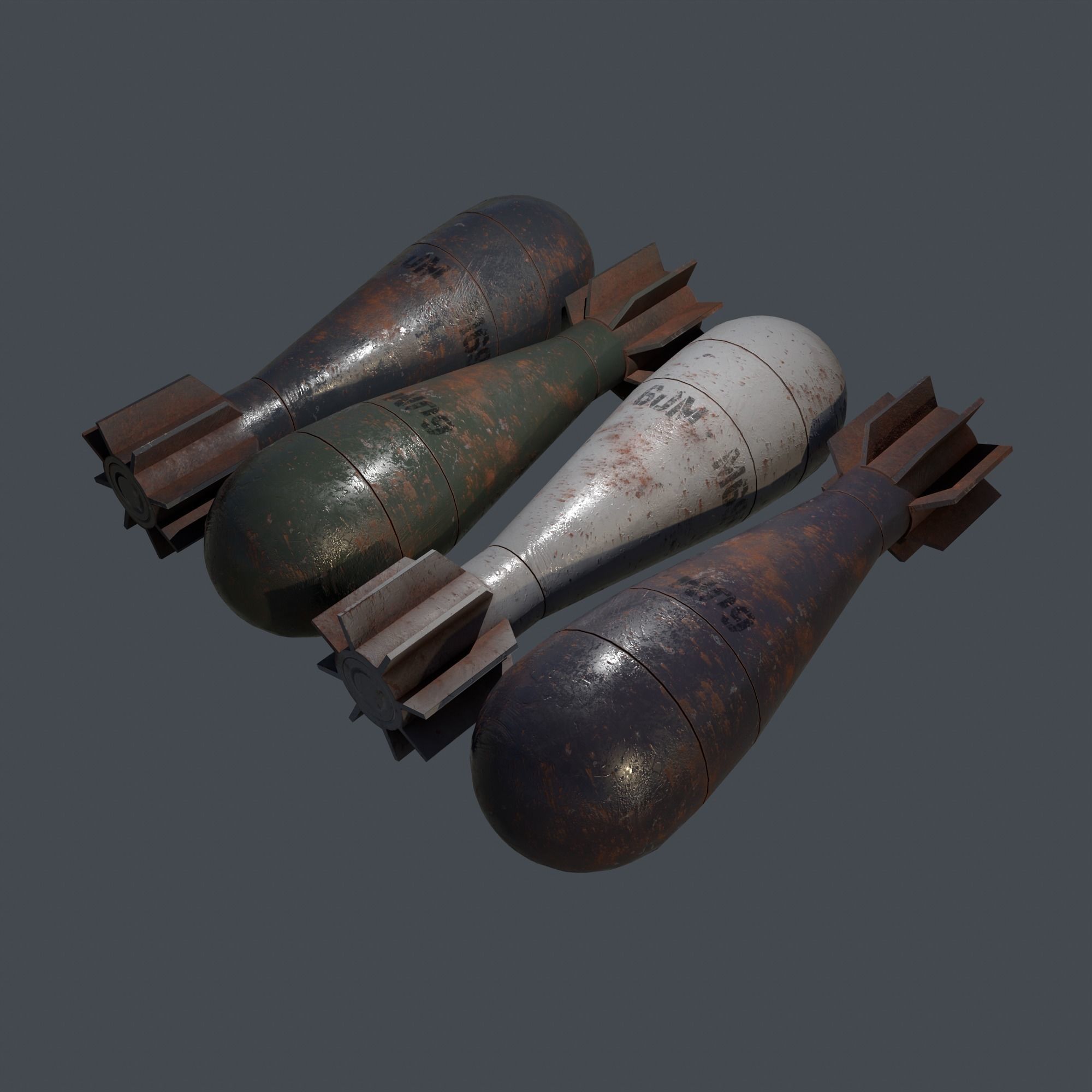 Mortar Projectile 60mm M69 3D Model Collection_16