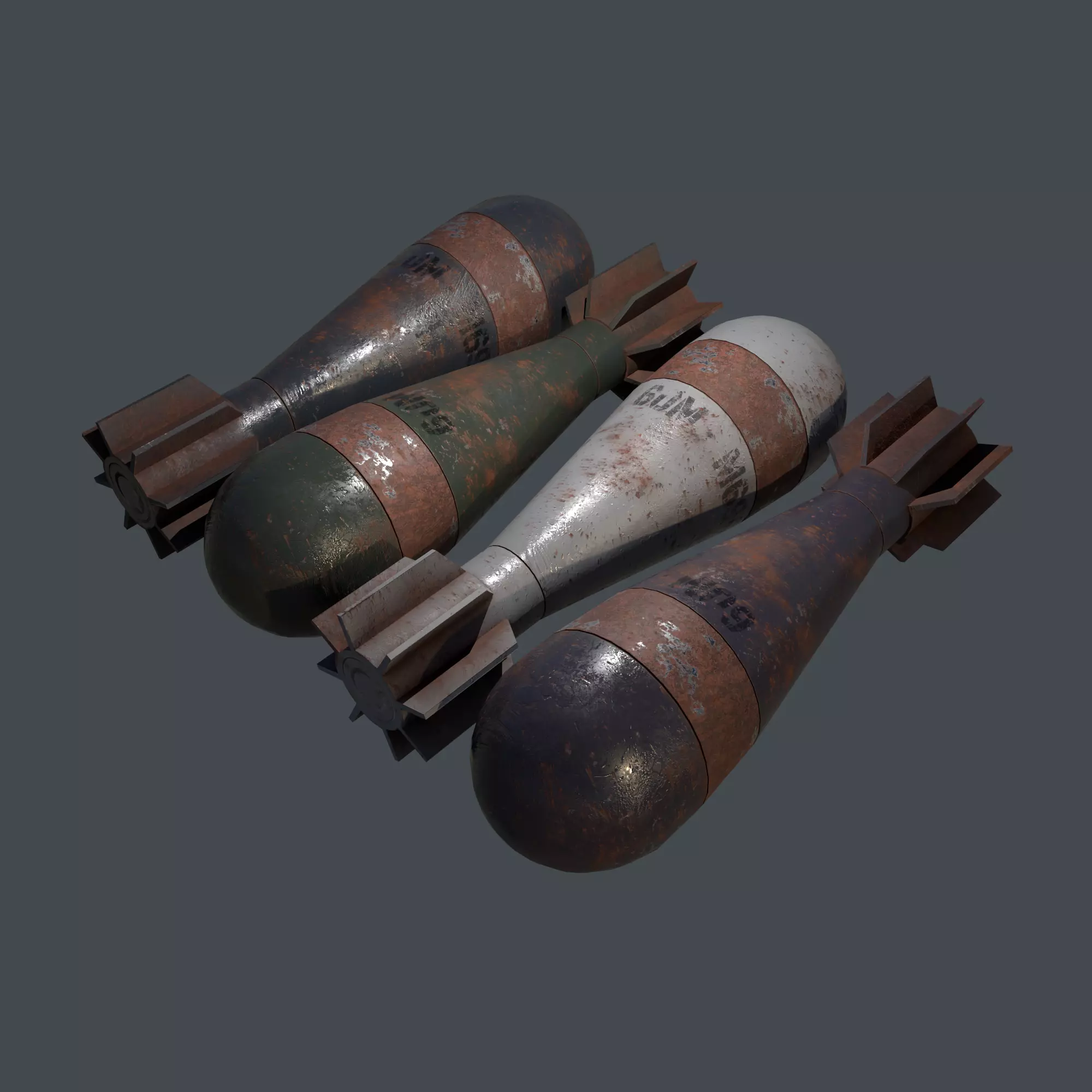 Mortar Projectile 60mm M69 3D Model Collection_0