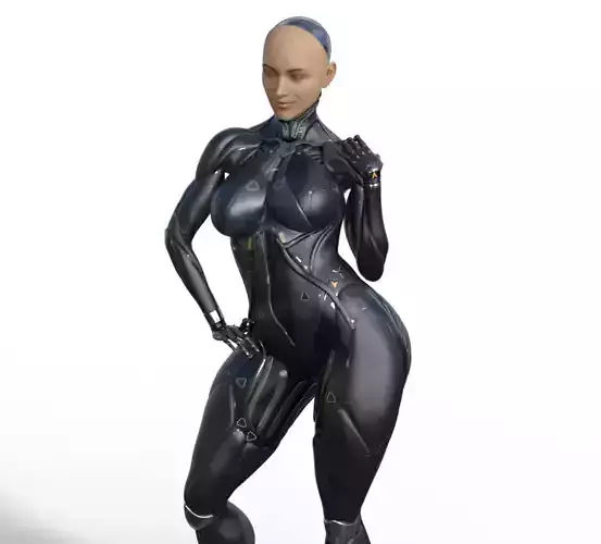 cyber girl stand 3D print model