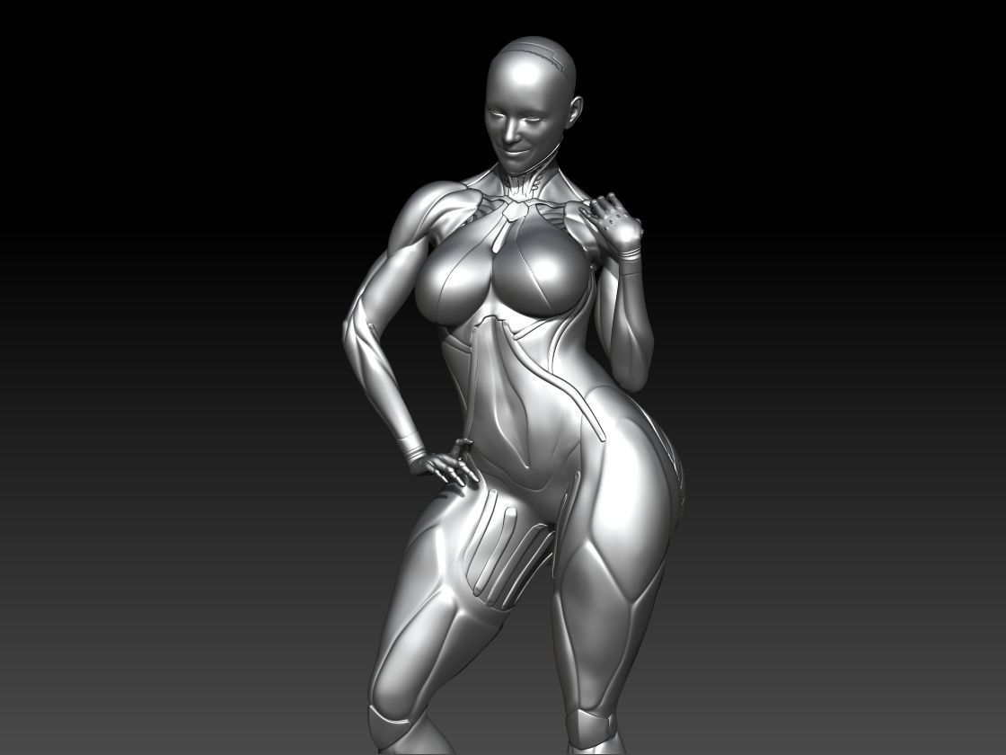 cyber girl stand 3D print model_1