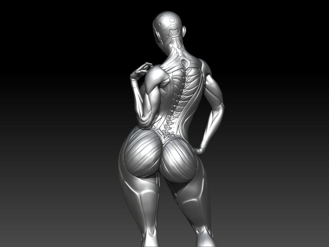 cyber girl stand 3D print model_3