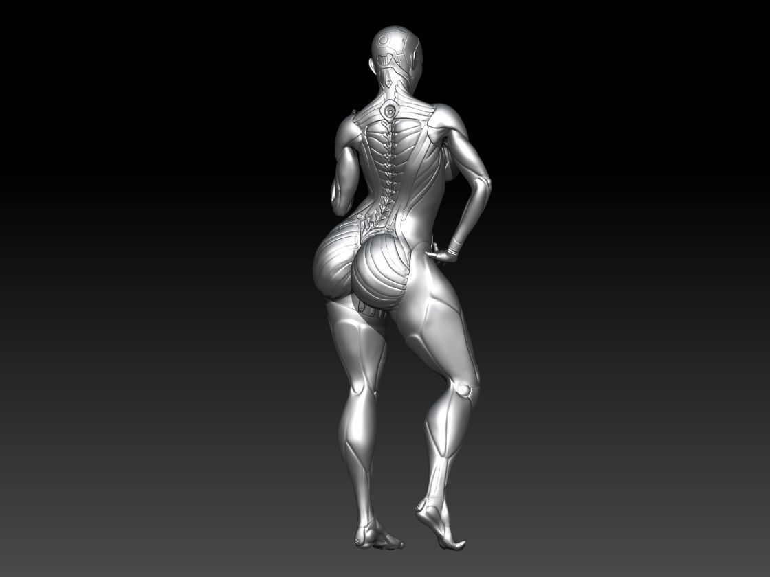 cyber girl stand 3D print model_4