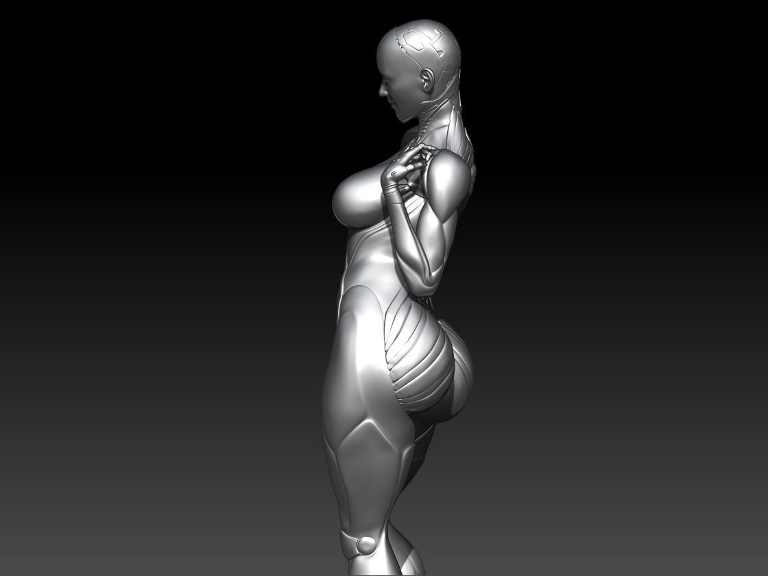 cyber girl stand 3D print model_2