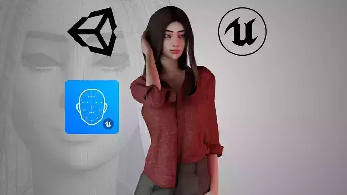 Realistic Girl V4 - Game Ready Low-poly 3D model