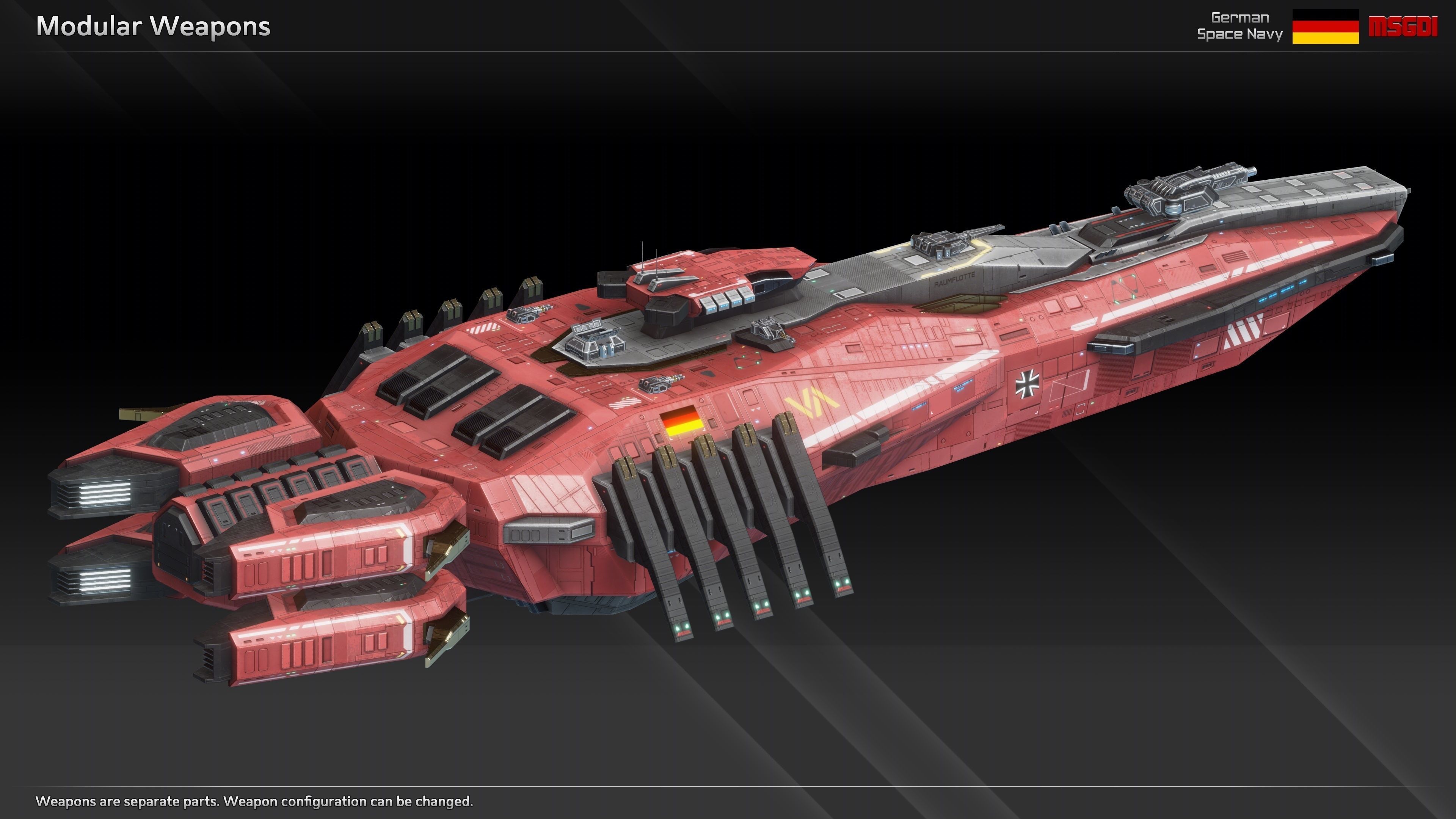 GSN Spaceship Wodan Class Strike Cruiser Low-poly 3D model_5