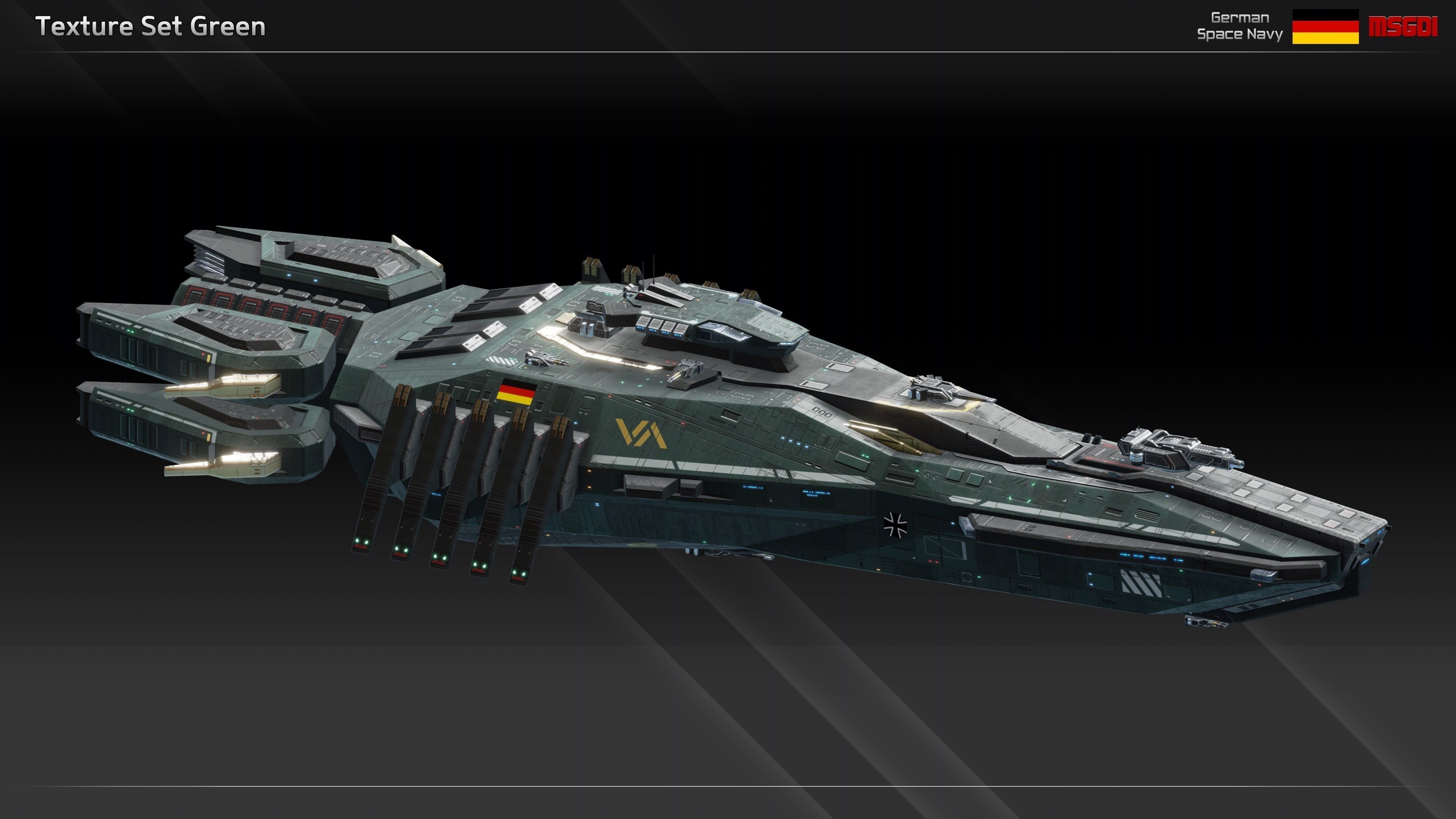 GSN Spaceship Wodan Class Strike Cruiser Low-poly 3D model_10