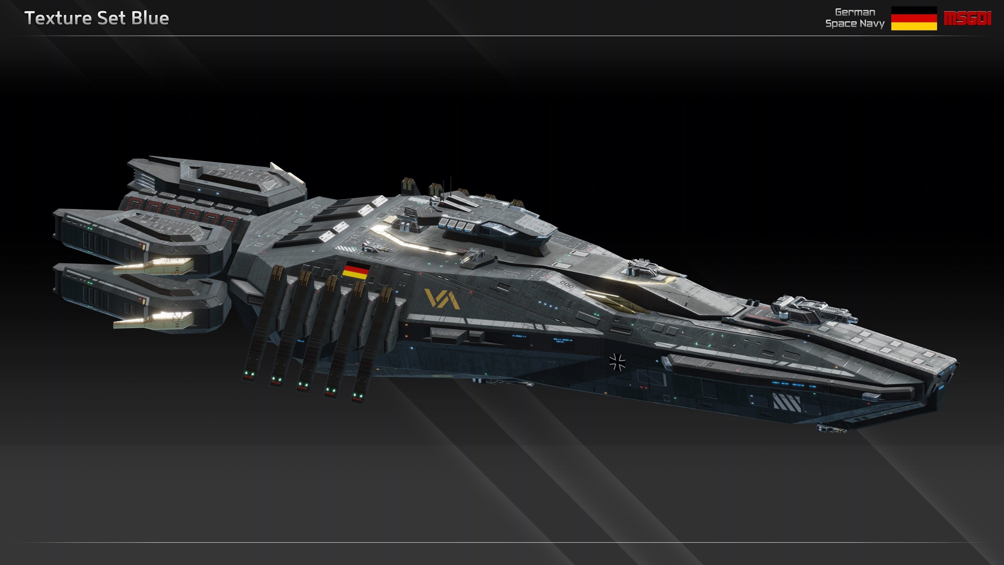 GSN Spaceship Wodan Class Strike Cruiser Low-poly 3D model_9