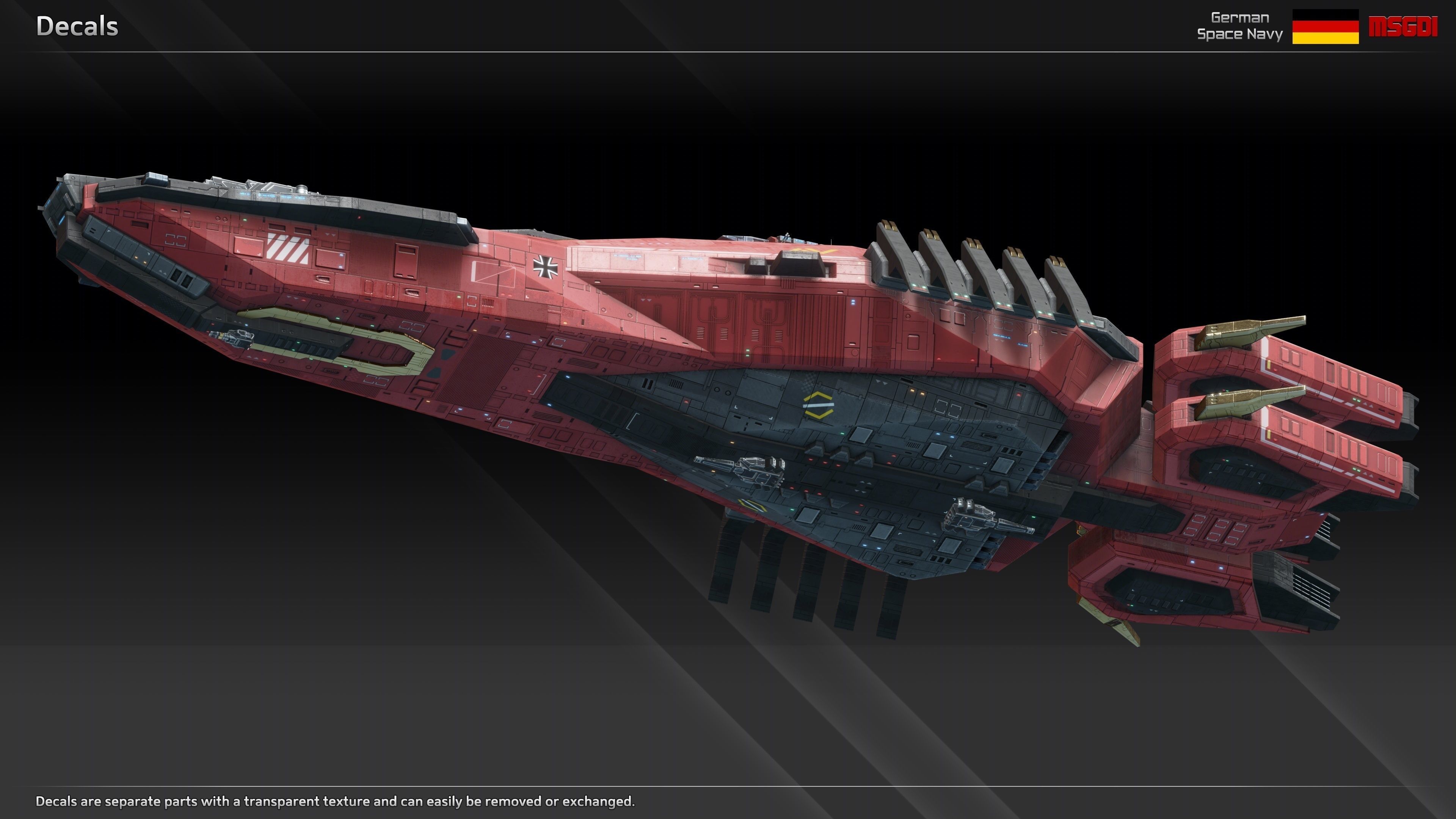 GSN Spaceship Wodan Class Strike Cruiser Low-poly 3D model_7