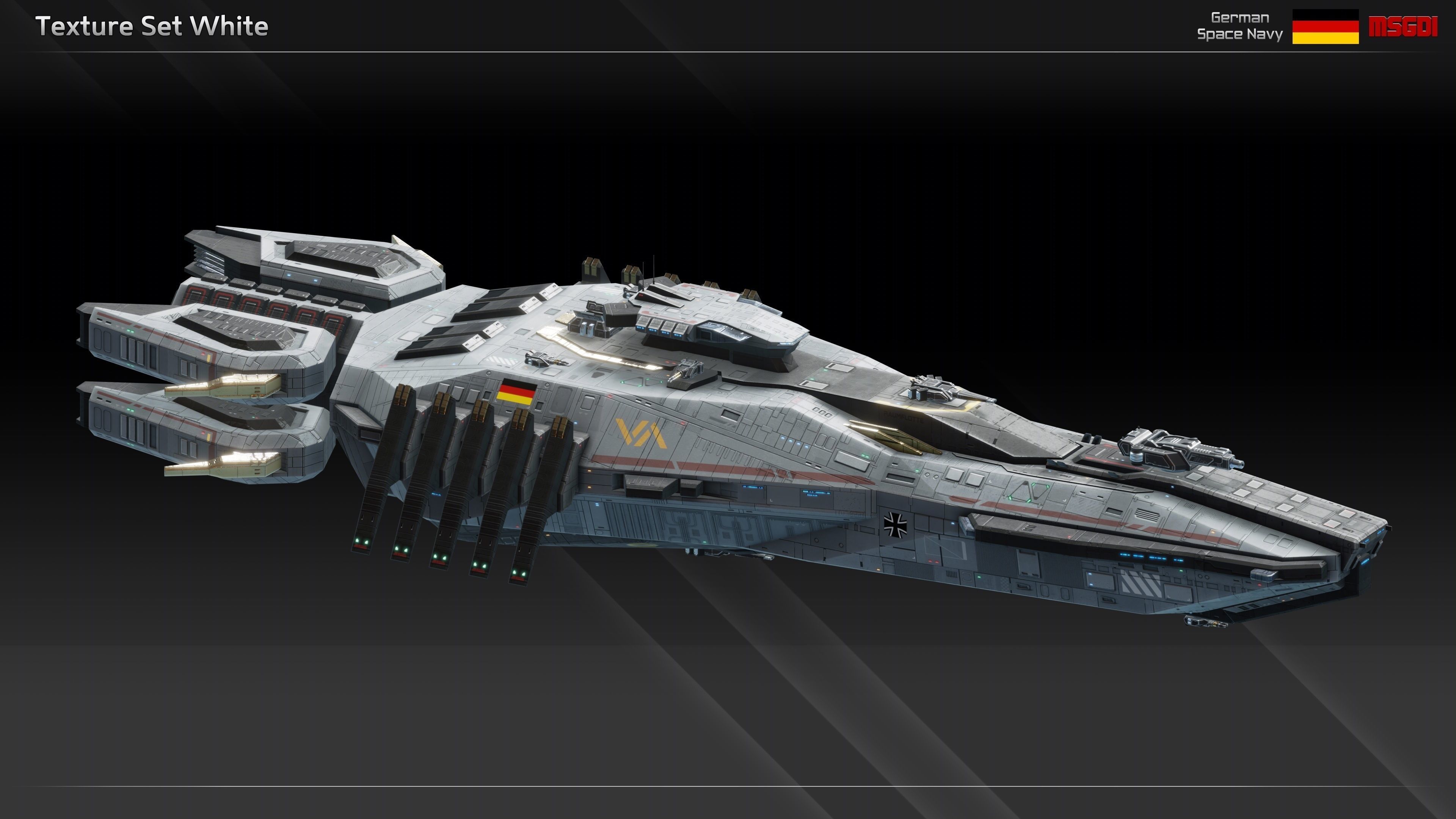 GSN Spaceship Wodan Class Strike Cruiser Low-poly 3D model_13