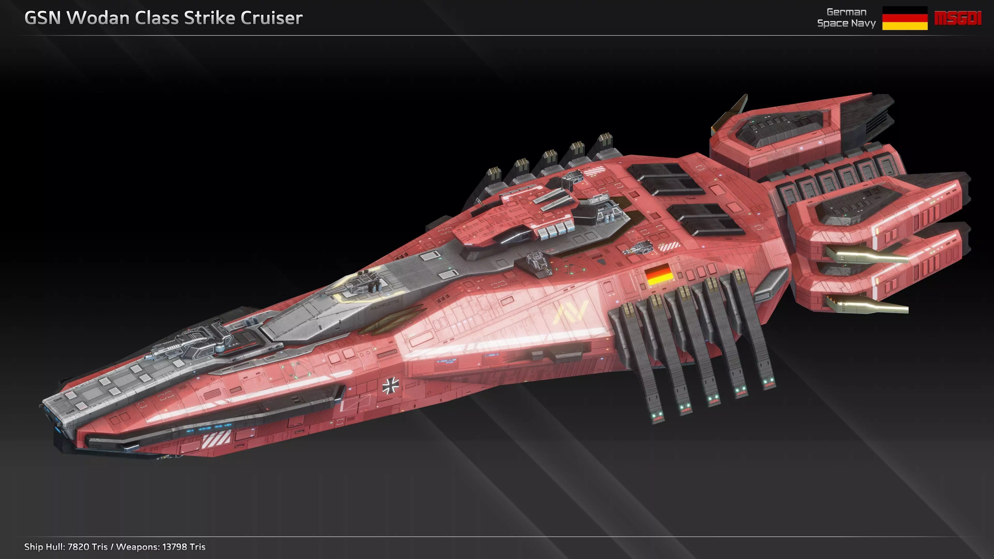 GSN Spaceship Wodan Class Strike Cruiser Low-poly 3D model_0