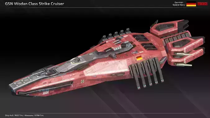 GSN Spaceship Wodan Class Strike Cruiser Low-poly 3D model