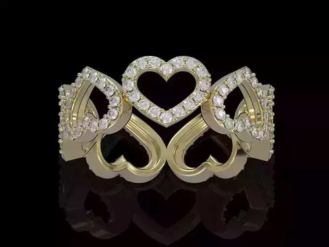 love heart band ring