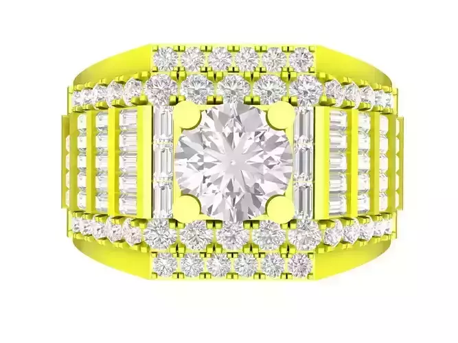 A7760 Korean Style Diamond Men Ring 3D Model