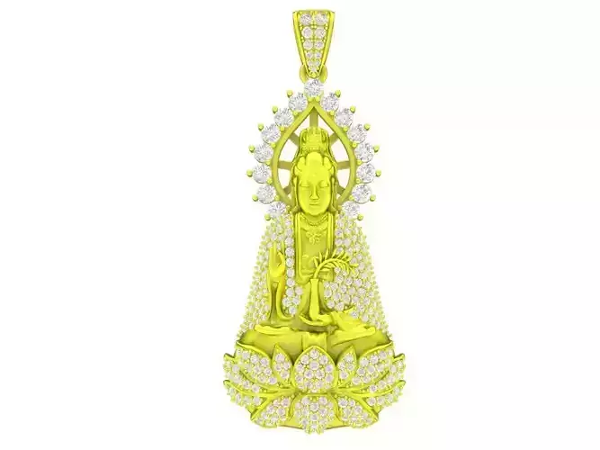 A7761 Buddha Diamond Pendant 3D Model