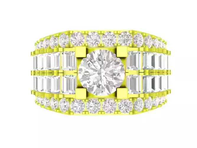 A7763 Korean Style Diamond Men Ring 3D Model