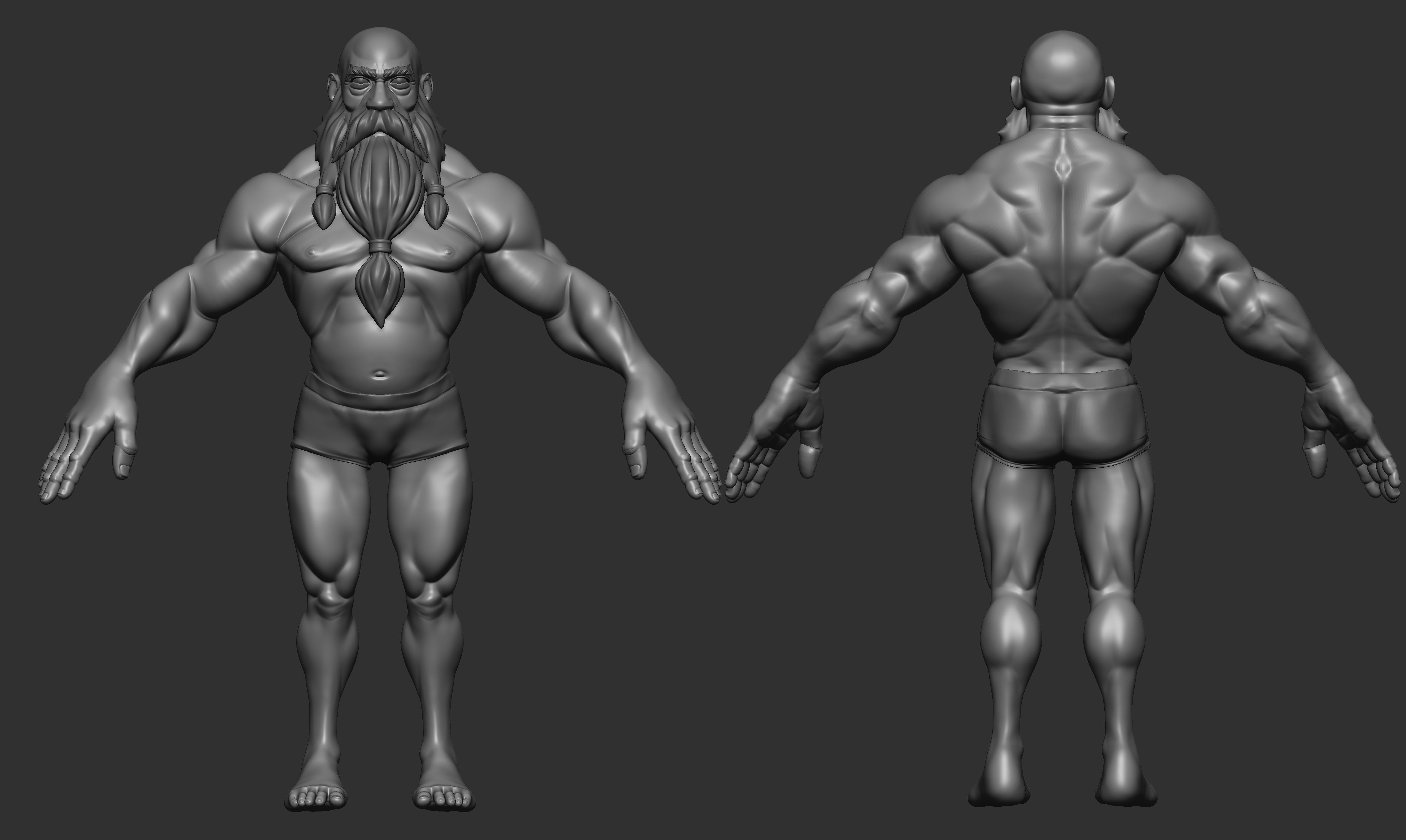 Stylized Dwarf Male Basemesh 3D model_2