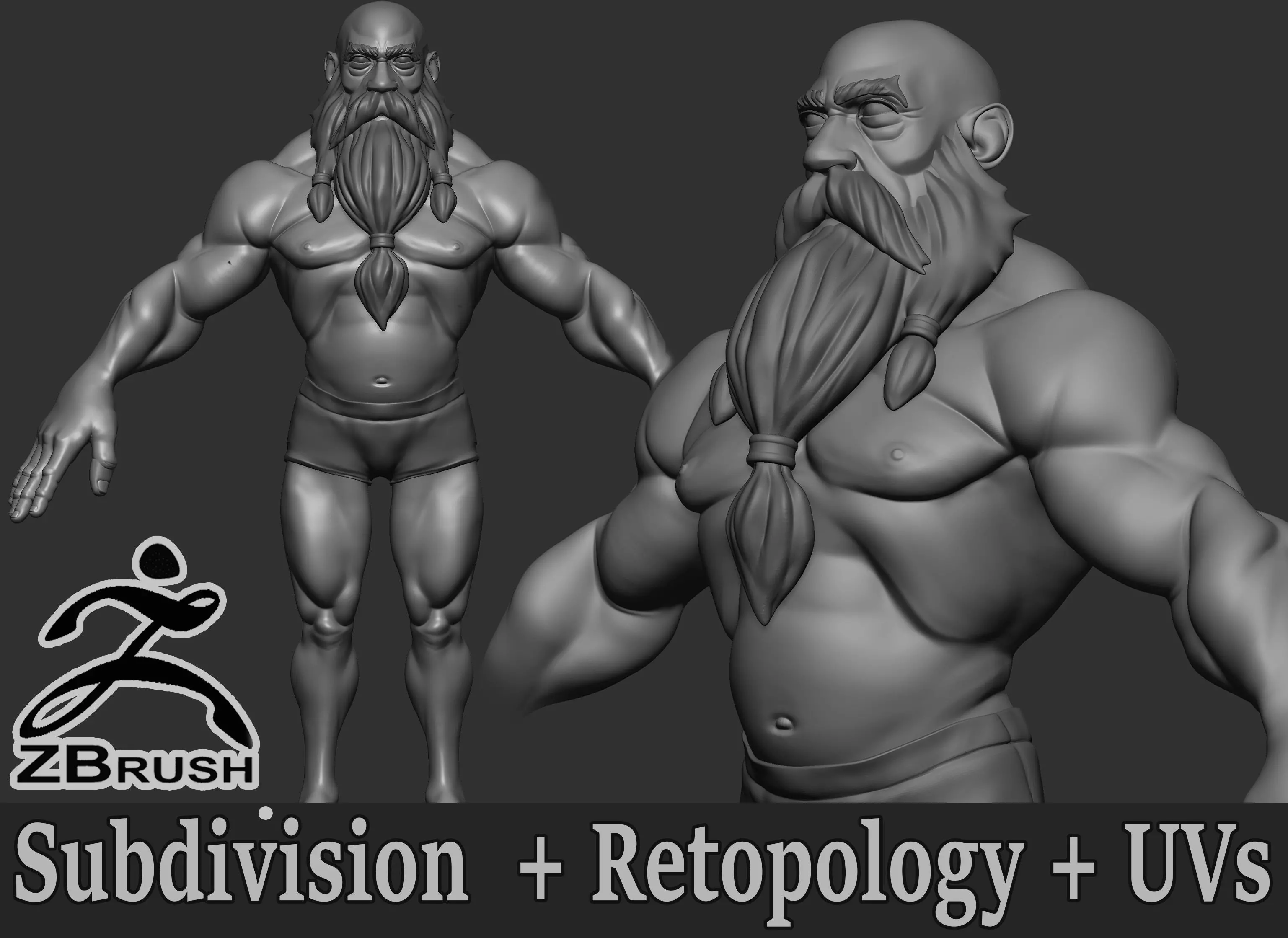 Stylized Dwarf Male Basemesh 3D model_0