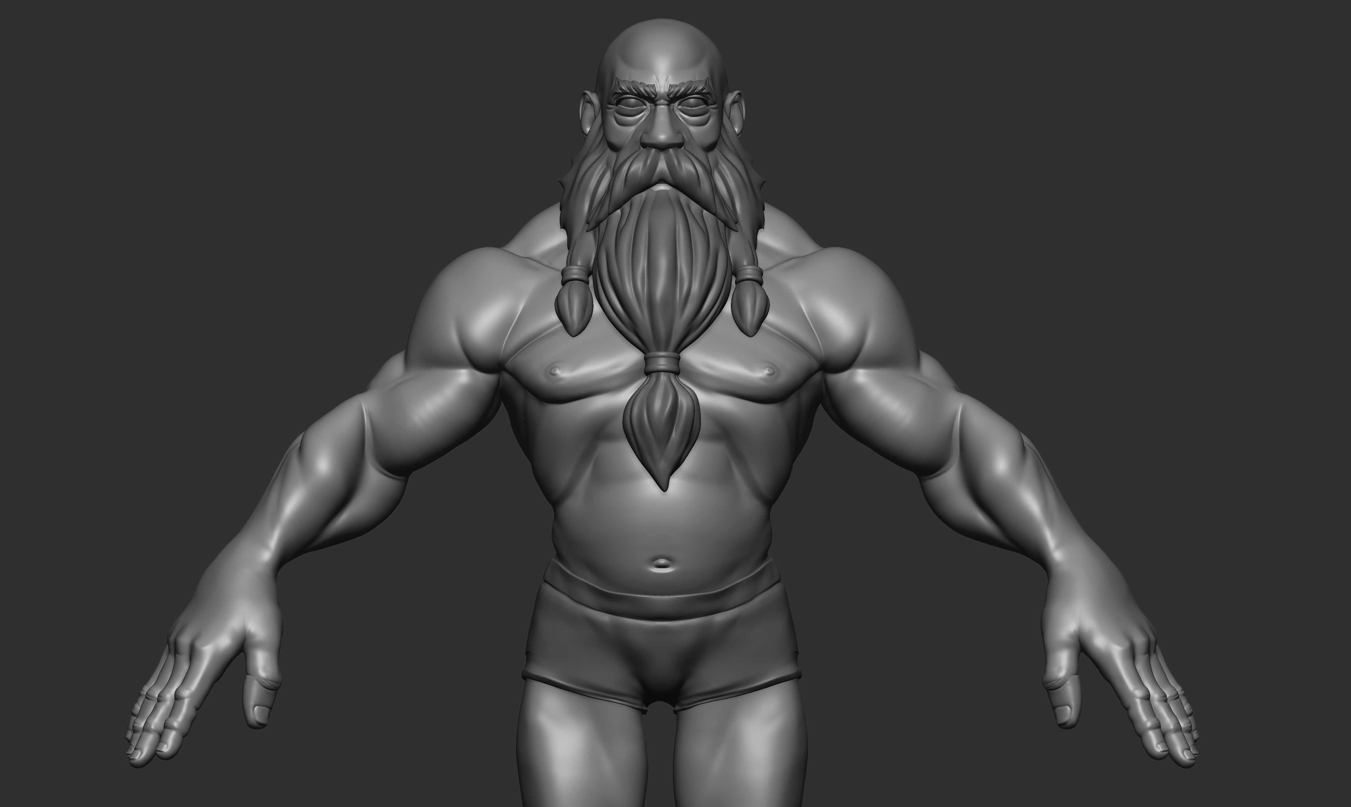 Stylized Dwarf Male Basemesh 3D model_3