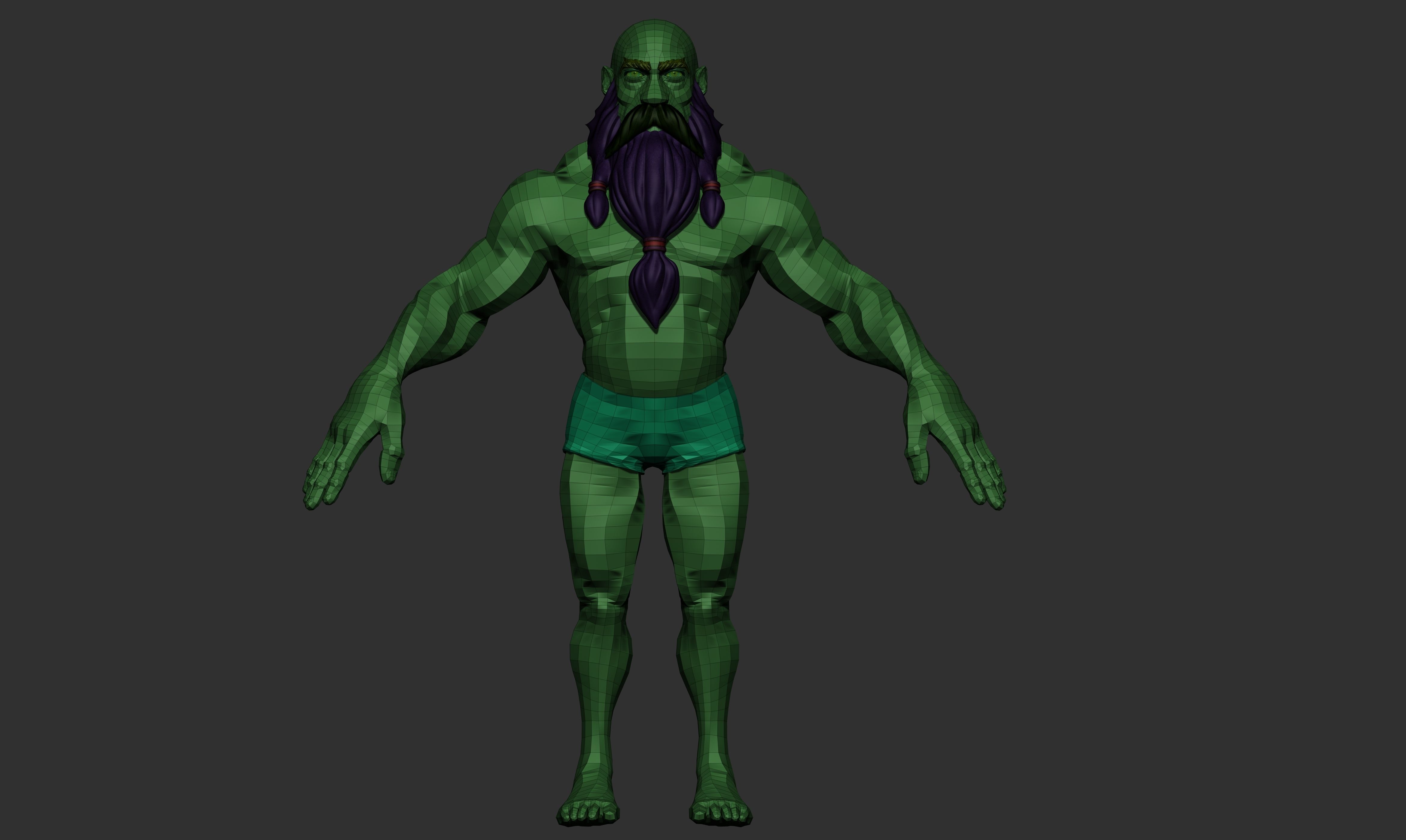 Stylized Dwarf Male Basemesh 3D model_7