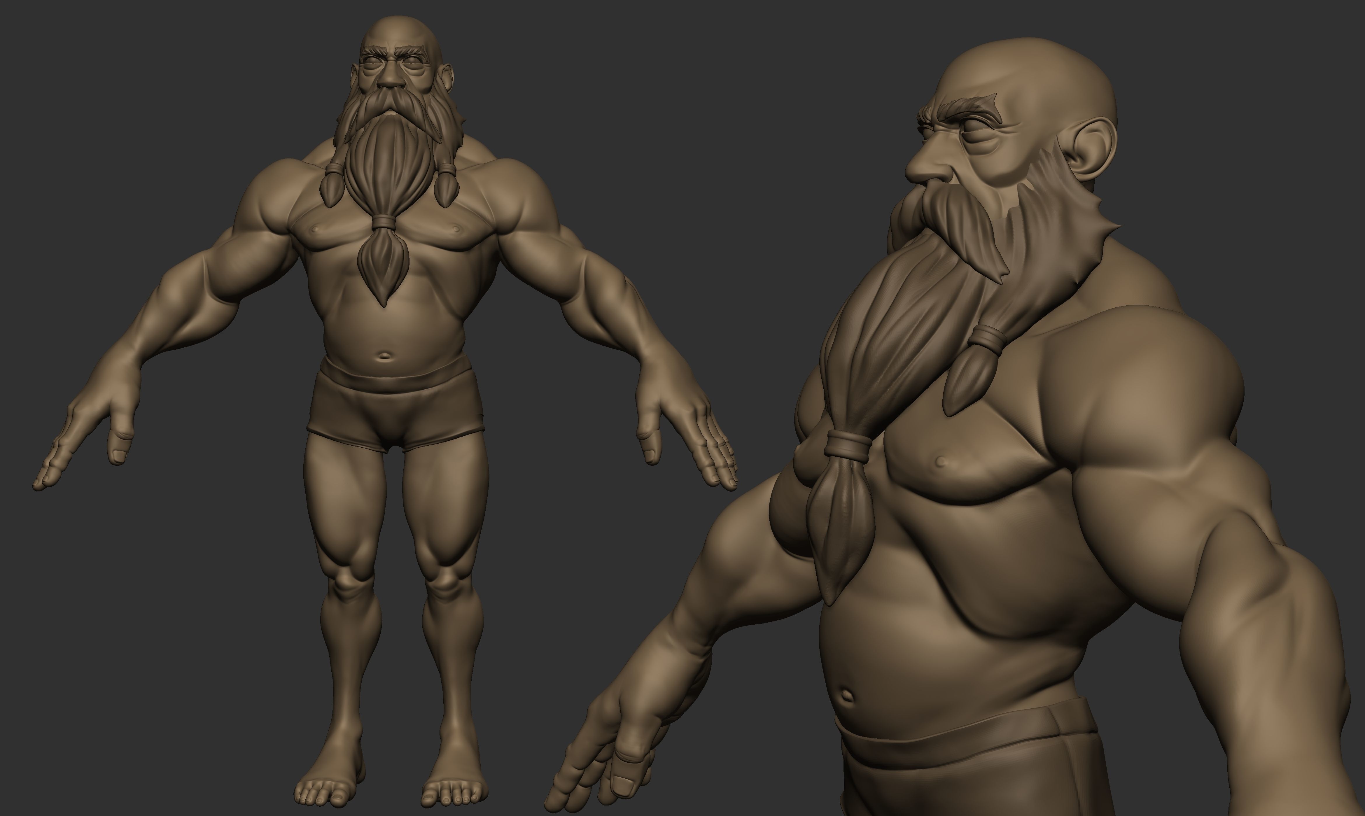 Stylized Dwarf Male Basemesh 3D model_5