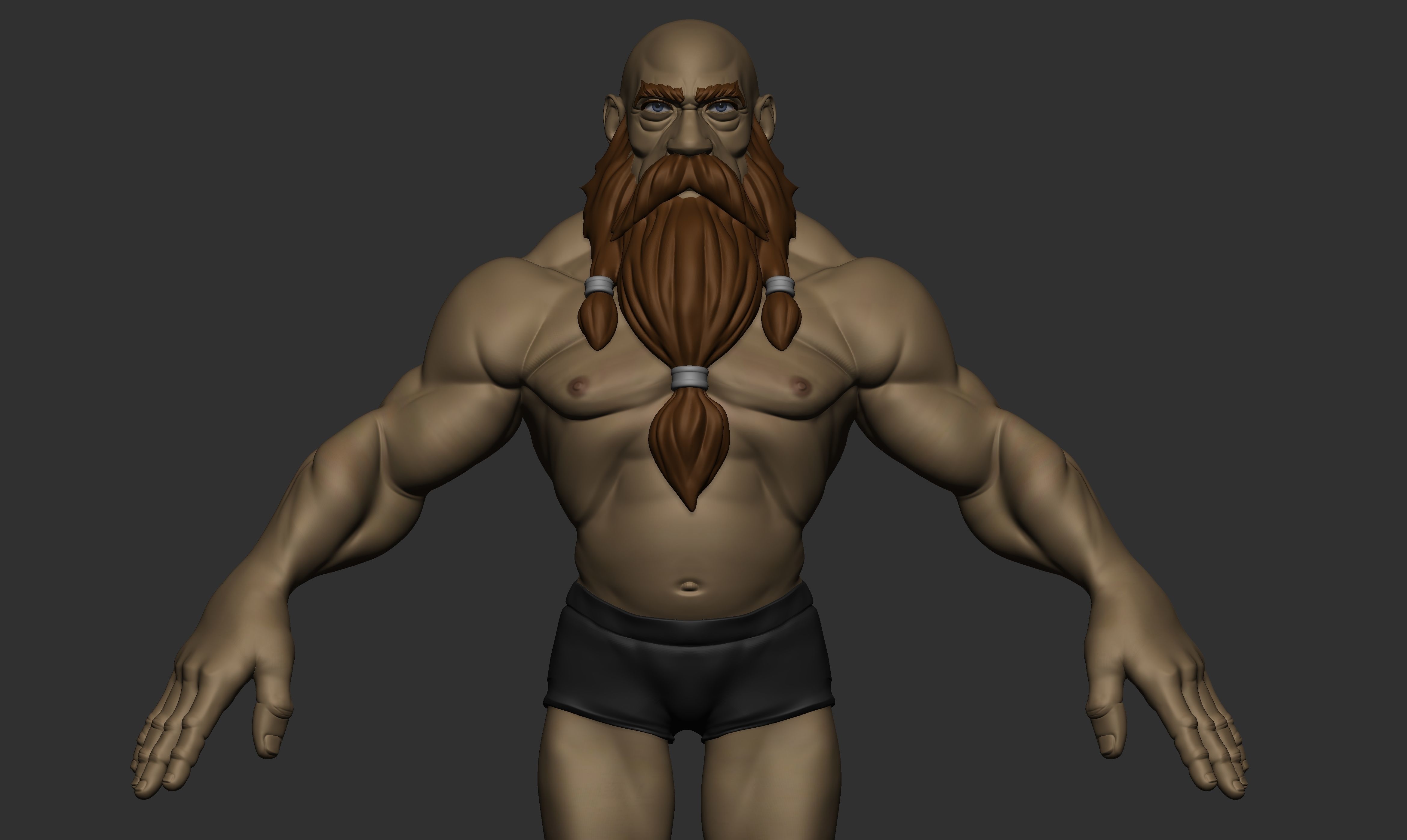 Stylized Dwarf Male Basemesh 3D model_4