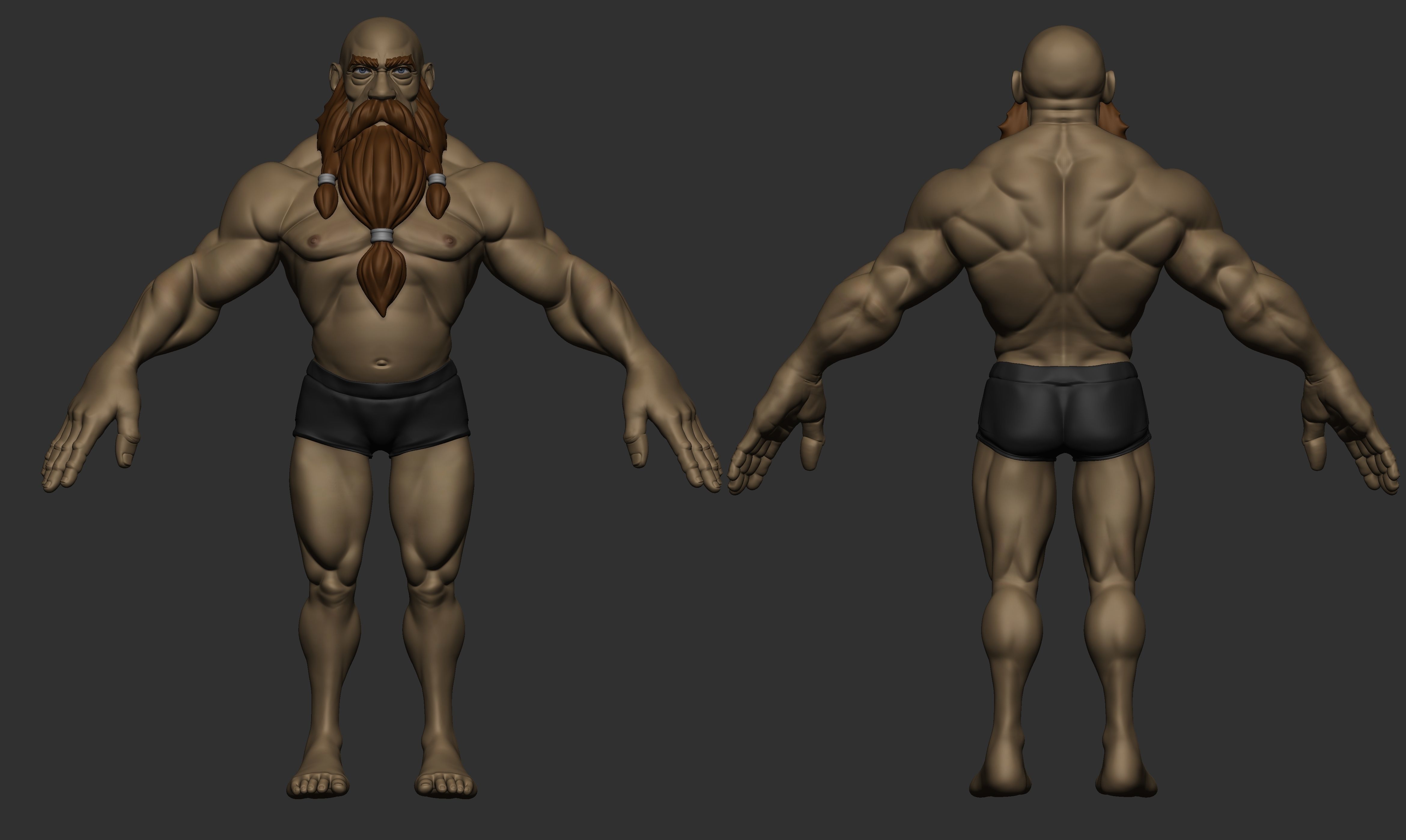 Stylized Dwarf Male Basemesh 3D model_1