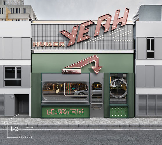 cafe and fast food 3D model