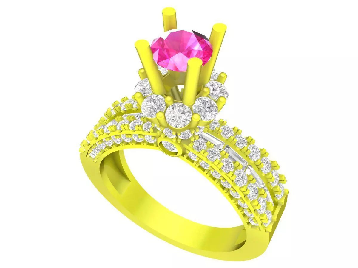 7314 luxury hongkong style diamond engagement women ring 3D print model_0