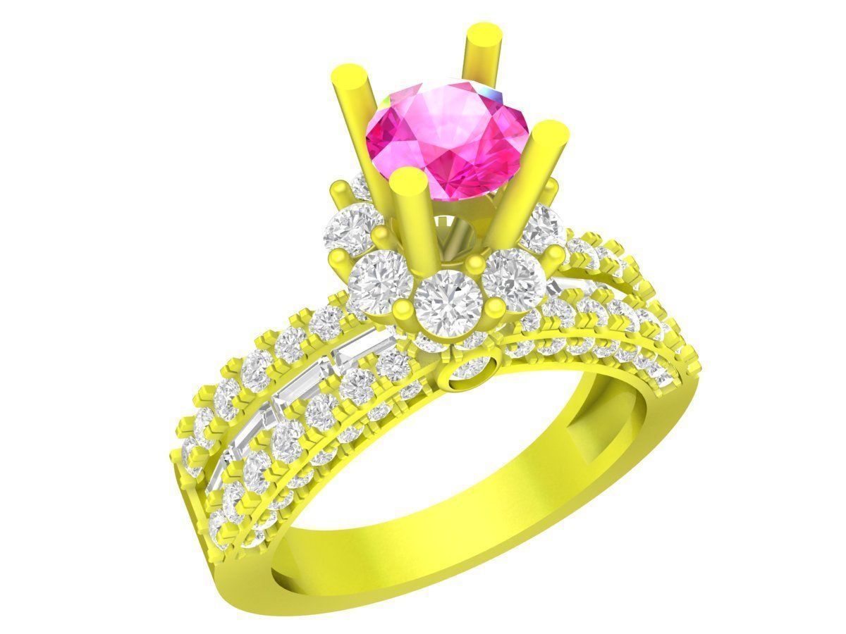 7314 luxury hongkong style diamond engagement women ring 3D print model_1