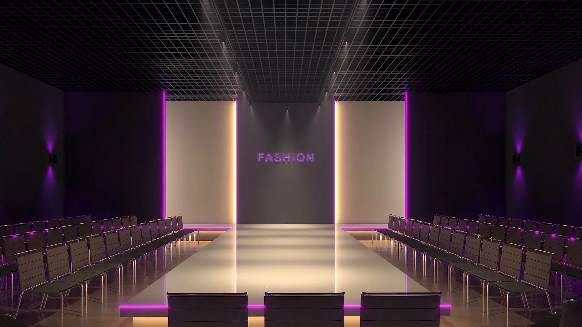 Interior Fashion Show Hall Low-poly 3D model_0