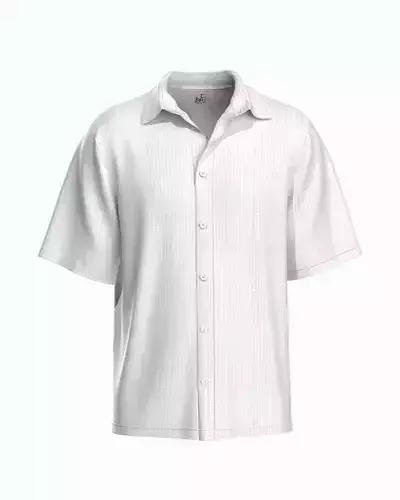 Mens White Seersucker Knit fabric Button Down Shirt