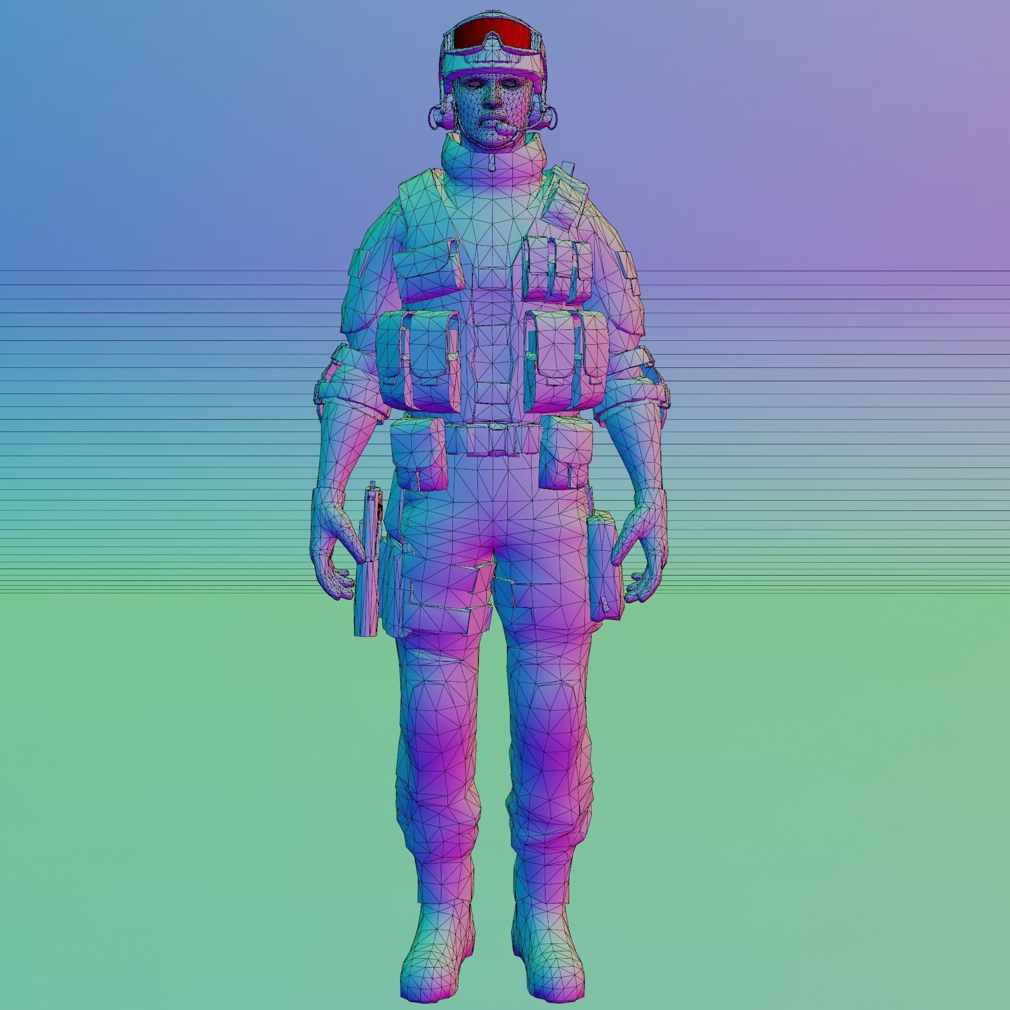 Game Ready Soldier Low-poly 3D model_8