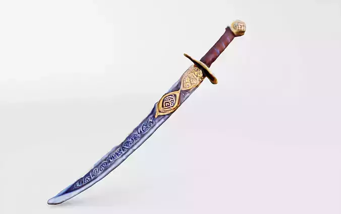 Engraved Ceremonial Sword with Golden Accents