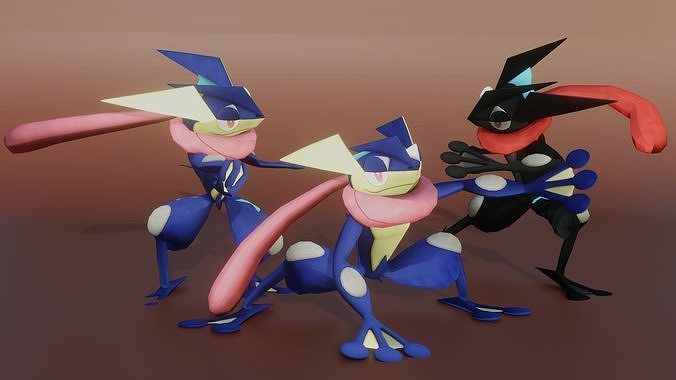 Greninja Pokemon 3D model Low-poly 3D model