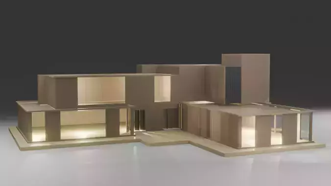 MODERN HOUSE Exterior with Posh Lighting 3D model