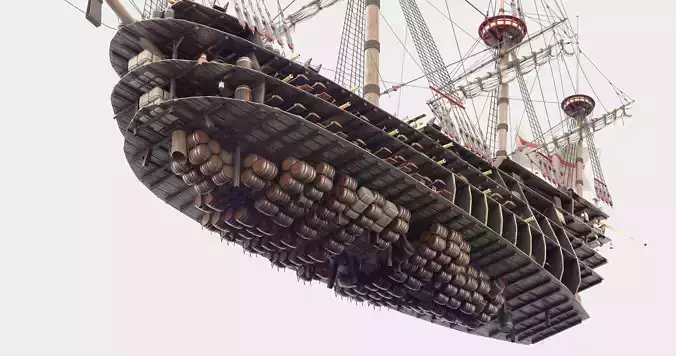 This 3D Galleon red  includes a fully detailed interior 04 3D model