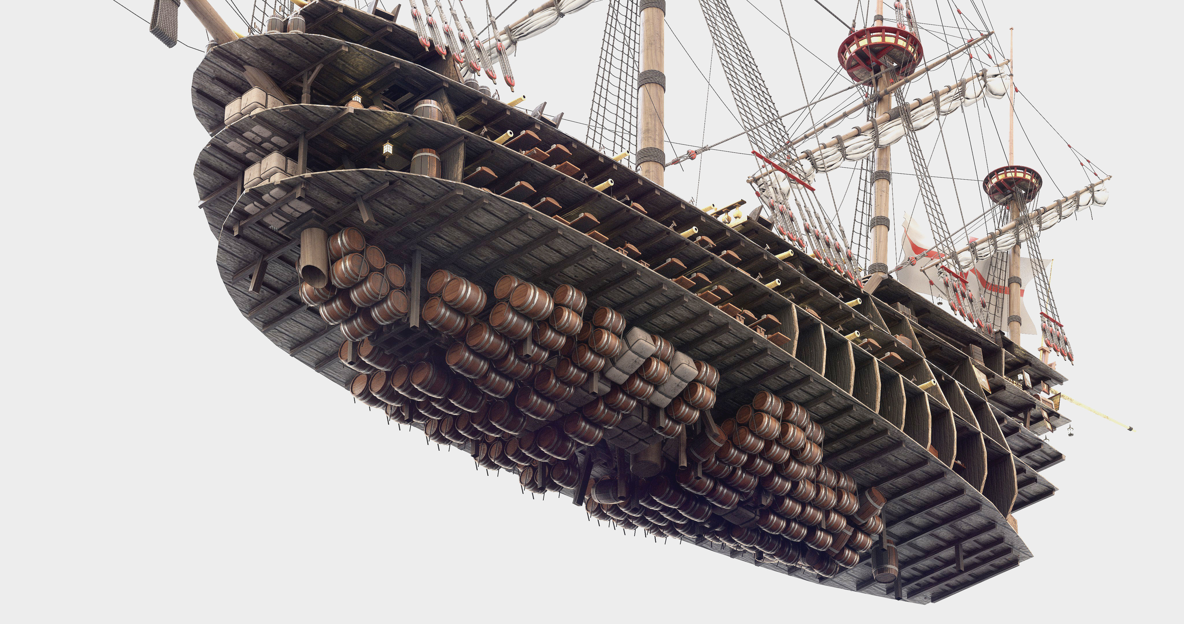 This 3D Galleon red  includes a fully detailed interior 04 3D model_0