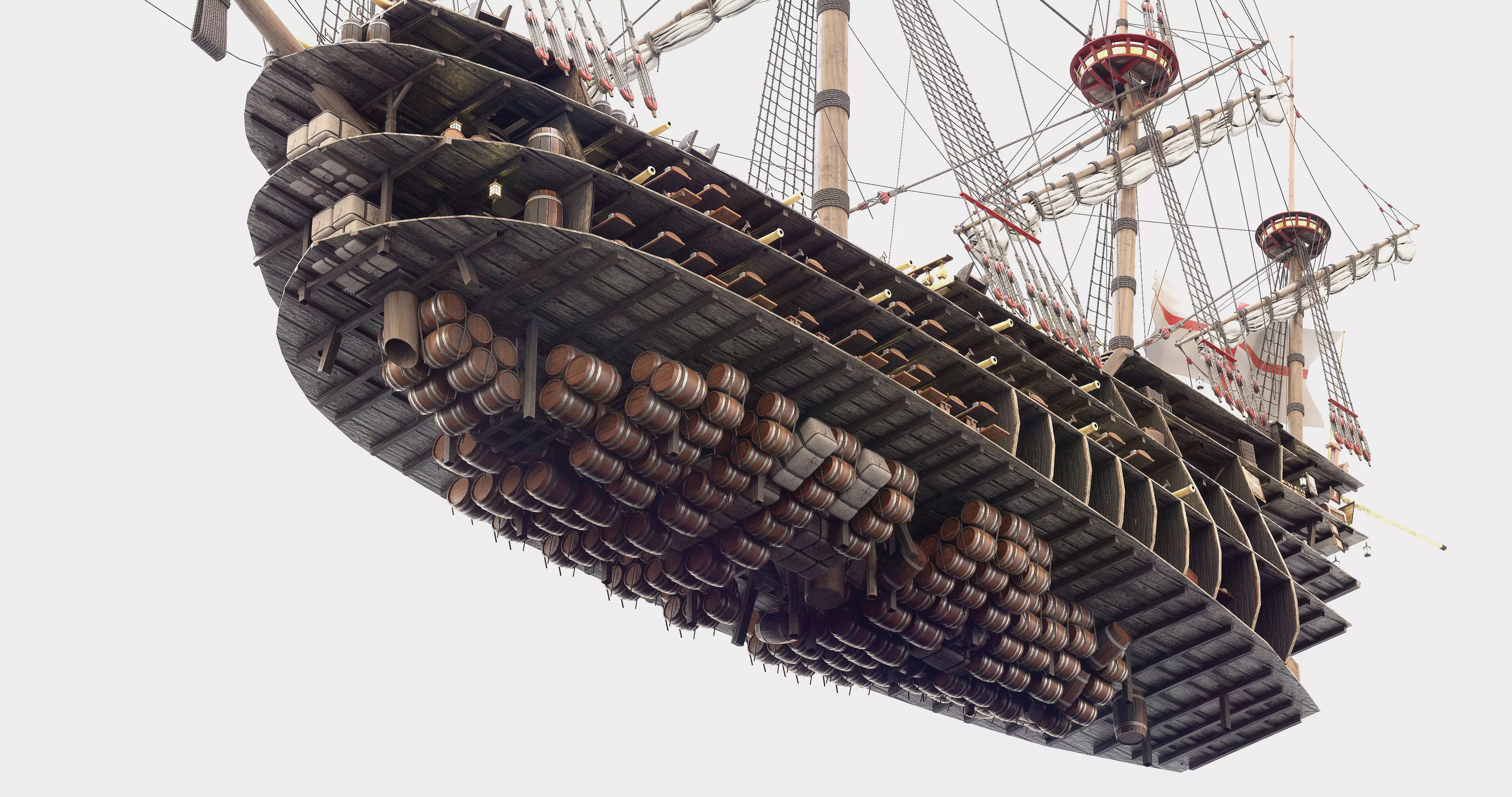 This 3D Galleon red includes a fully detailed interior 04 3D model