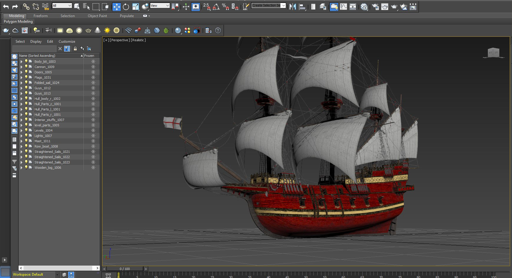 This 3D Galleon red  includes a fully detailed interior 04 3D model_22