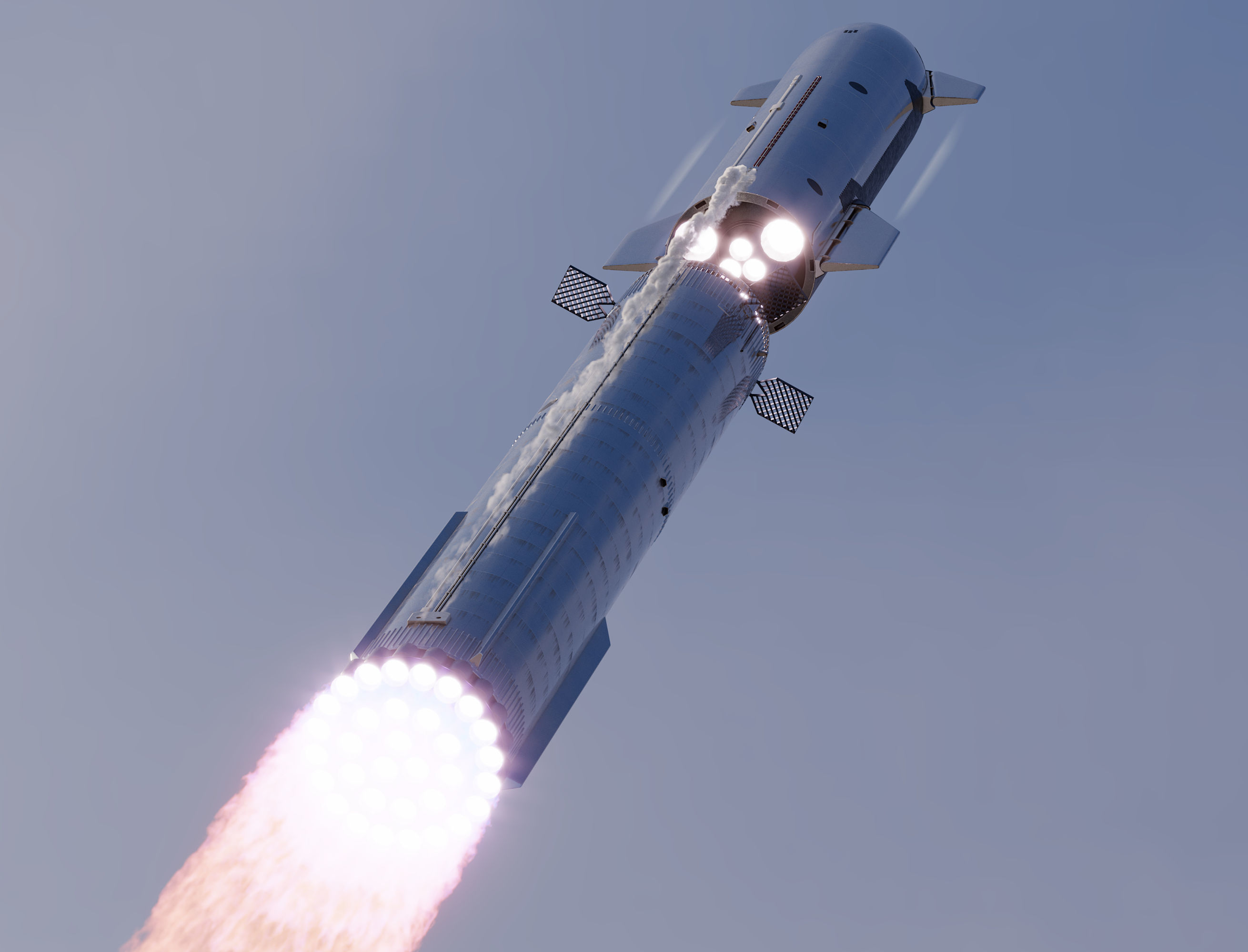 SpaceX Starship with Super Heavy booster PBR V-Ray 3D model_5