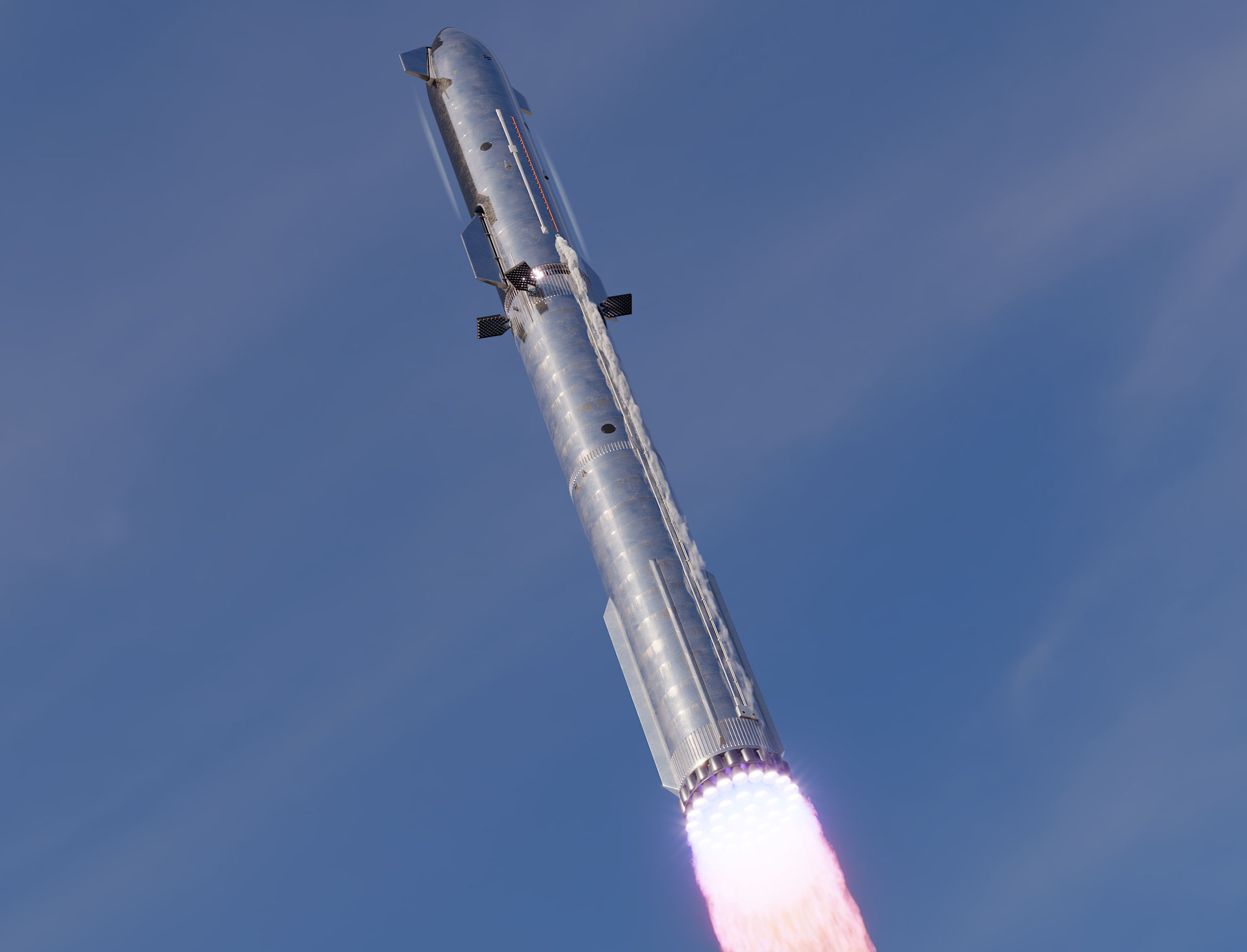 SpaceX Starship with Super Heavy booster PBR V-Ray 3D model_12