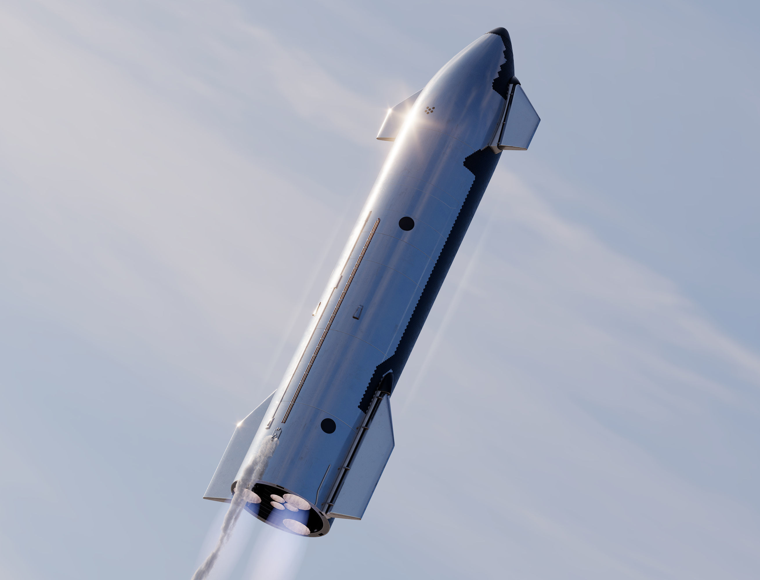 SpaceX Starship with Super Heavy booster PBR V-Ray 3D model_4