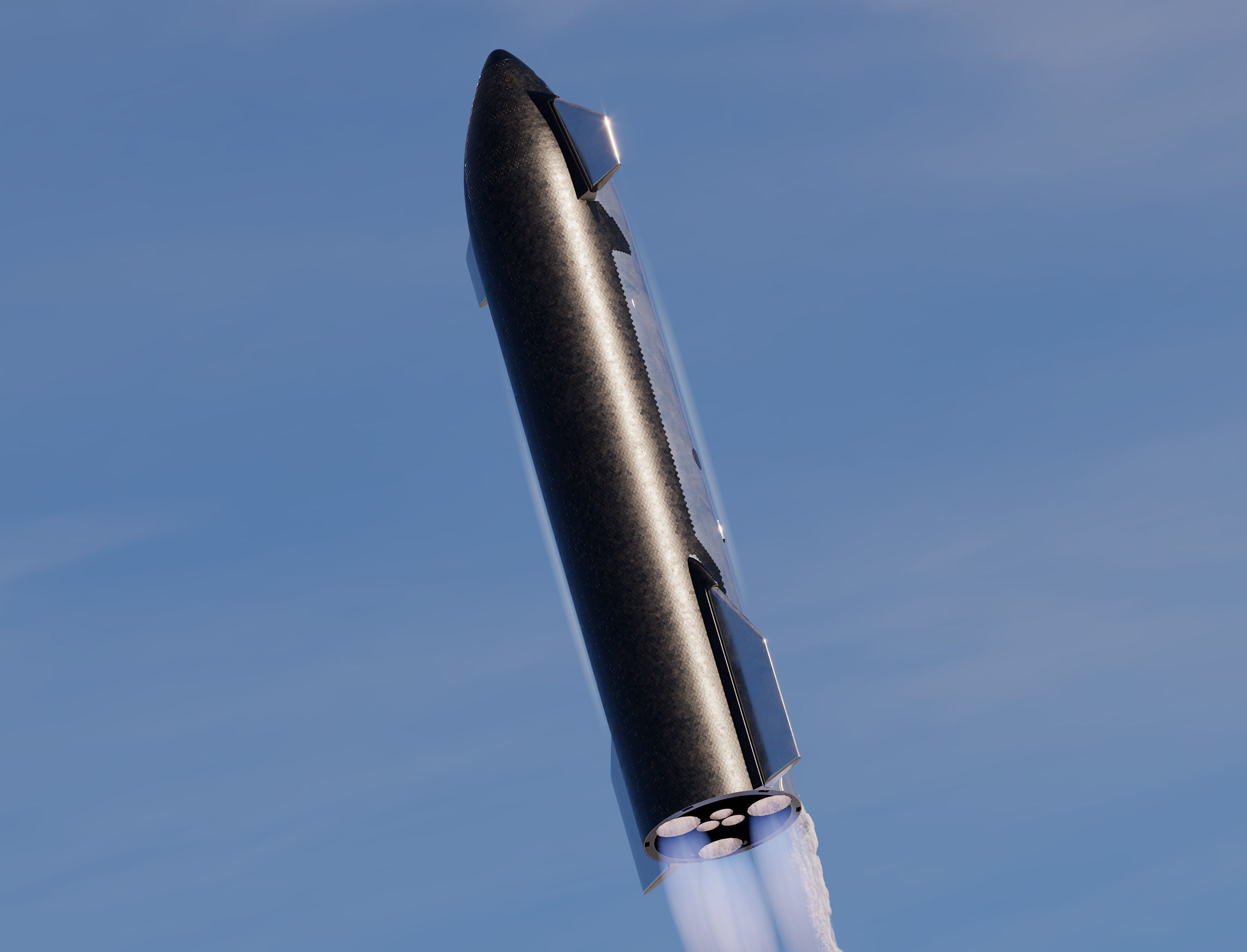 SpaceX Starship with Super Heavy booster PBR V-Ray 3D model_2