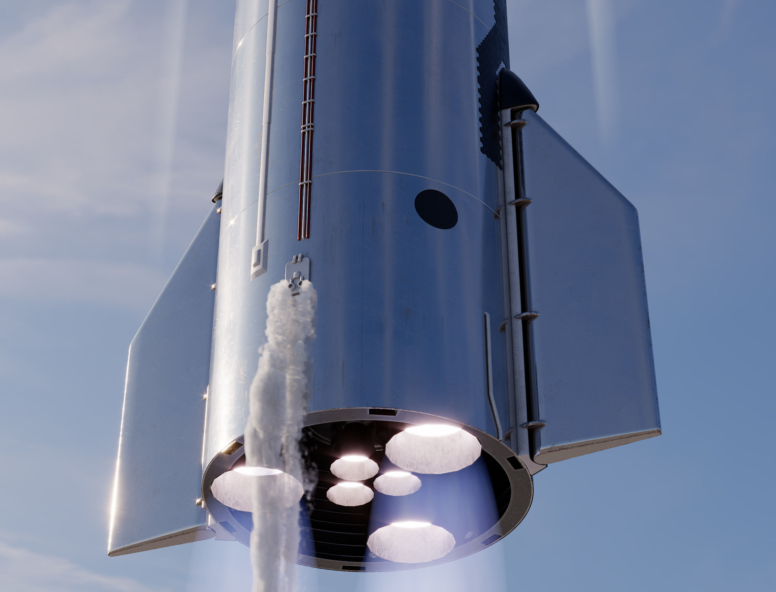 SpaceX Starship with Super Heavy booster PBR V-Ray 3D model_8