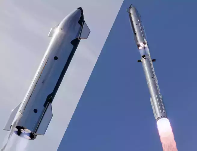 SpaceX Starship with Super Heavy booster PBR V-Ray 3D model