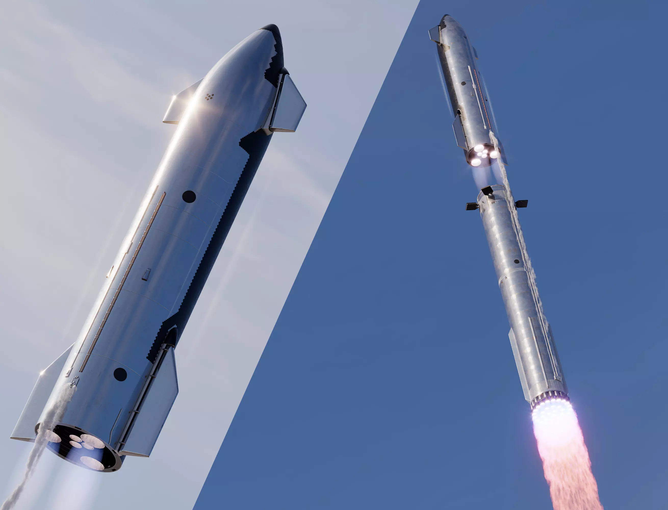 SpaceX Starship with Super Heavy booster PBR V-Ray 3D model_0