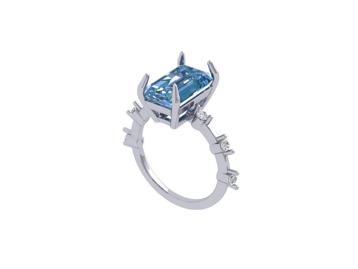 Emerald Solitaire Ring 3D print model_2