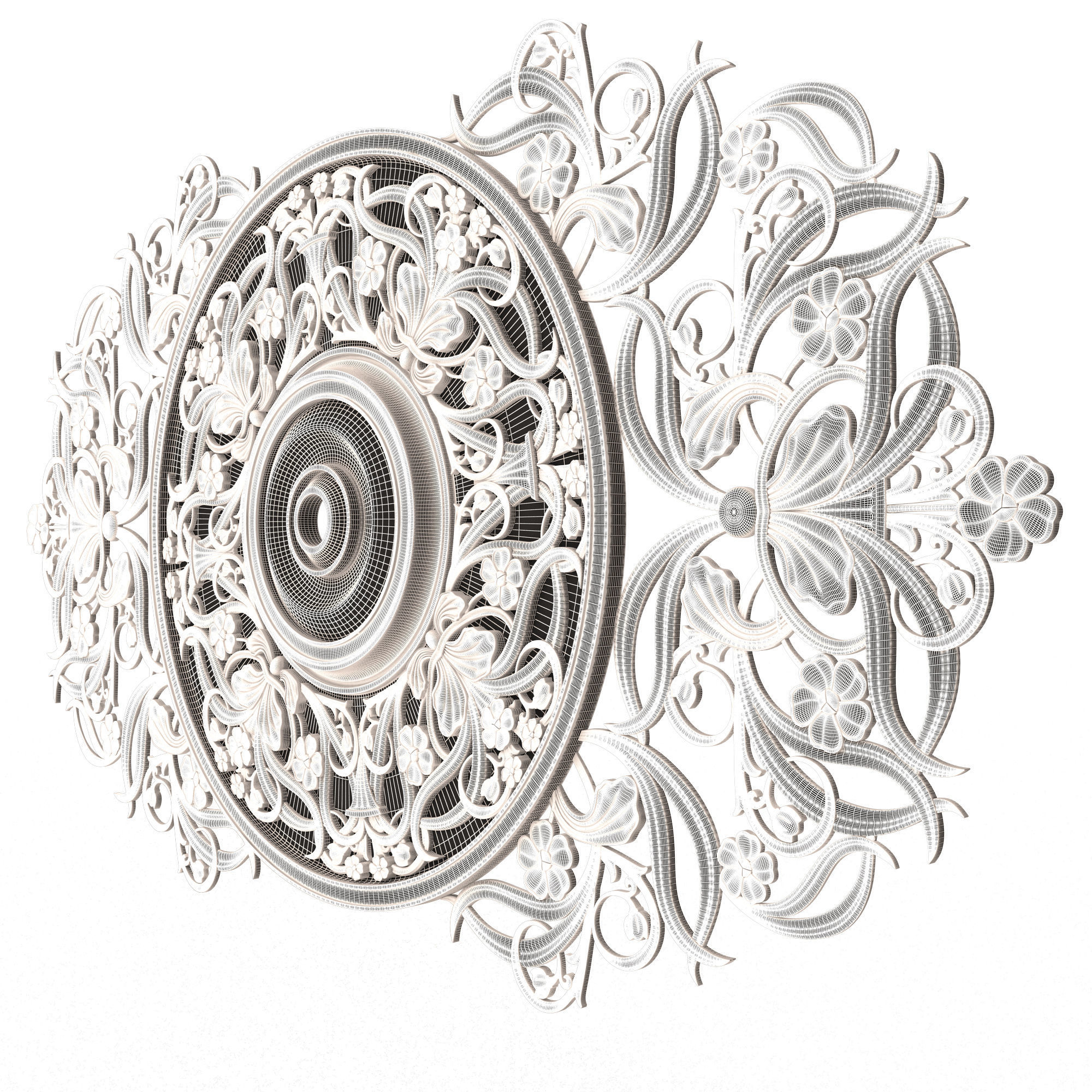 Collection of Ceiling Rosettes 02 Low-poly 3D model_37