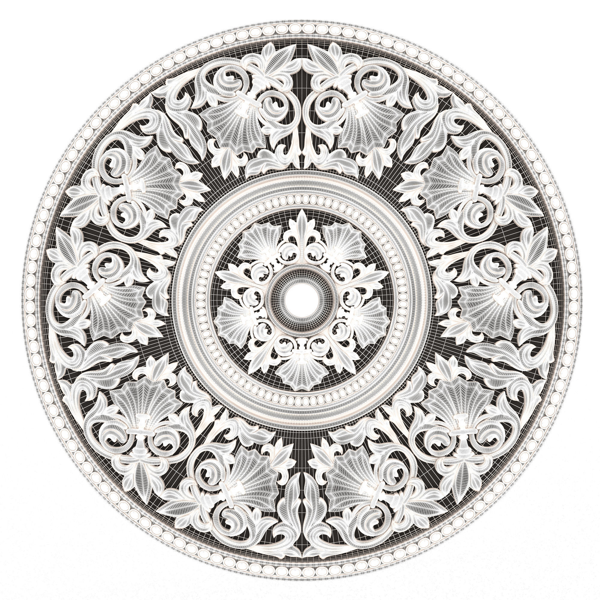 Collection of Ceiling Rosettes 02 Low-poly 3D model_31